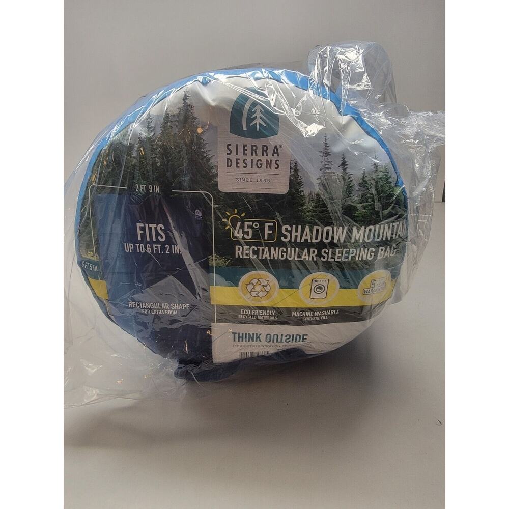 Adult Sleeping Bag By Sierra Designs Shadow Mountain, Rectangular 45 Degree NEW